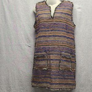 Rachel Zoe Fringed Tweed Shift Dress (Size 12)NWT